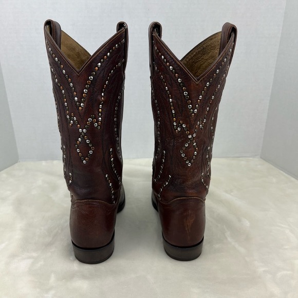 Frye Billy Studded Leather Cowboy Boots Women's Western Festival Brown Sz 6B - Picture 7 of 16